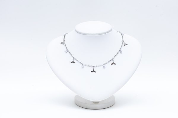 Eternos Acessórios - Colar Feminino Chocker Rabo de Sereia Ponto de Luz aço inox 316L