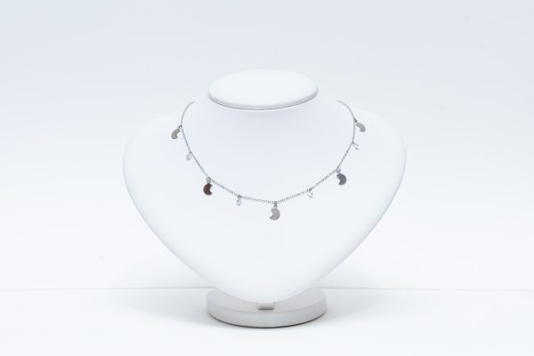 Eternos Acessórios - Colar Feminino Chocker Lua Ponto de Luz aço inox 316L