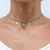 Eternos Acessórios - Colar Feminino Chocker Sol, Lua e Estrelas aço inox 316L