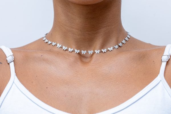 Eternos Acessórios - Colar feminino Chocker Borboleta aço inox 316L