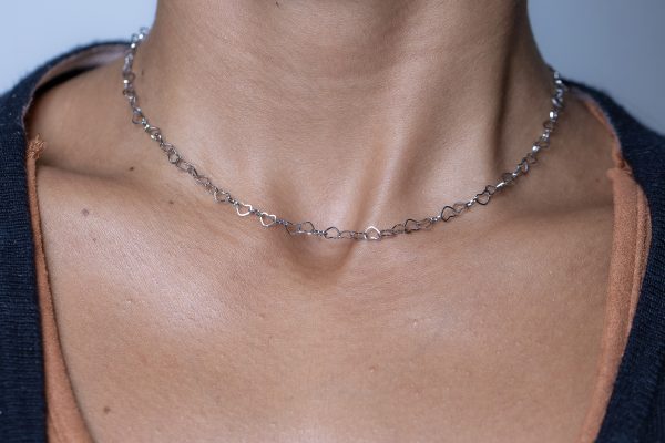 Eternos Acessórios - Colar Feminino Chocker Corações Aço inox 316L