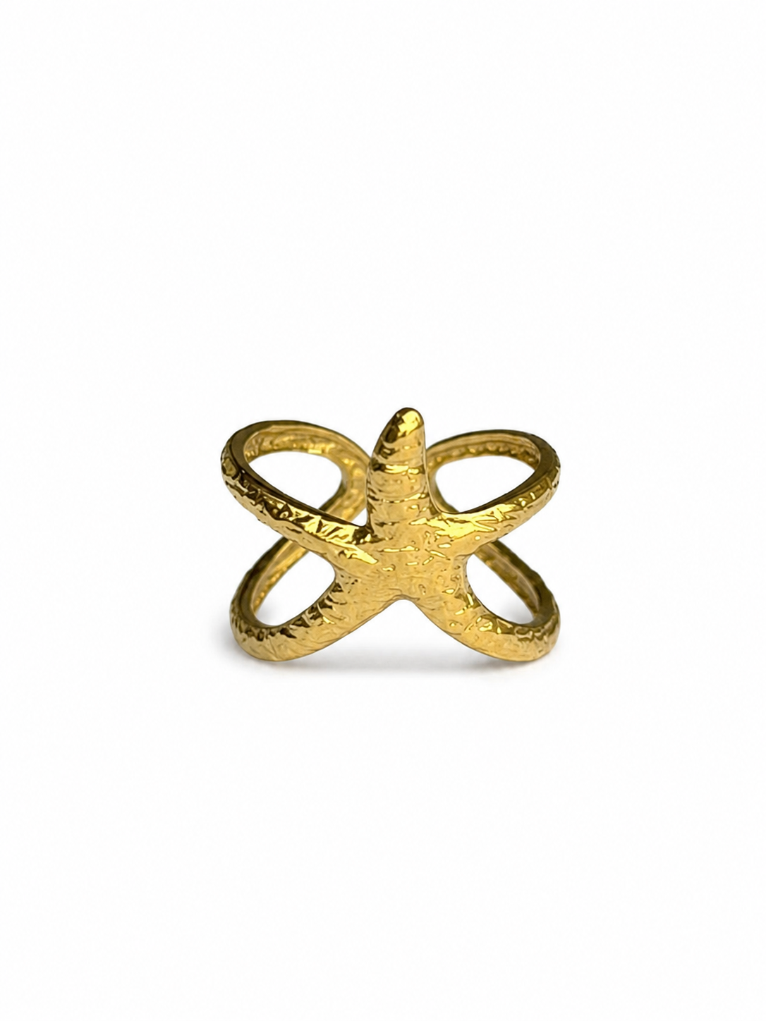 Eternos Acessórios - Anel Feminino Estrela do Mar Dourado em Aço Inoxidável 316L Anel Feminino Estrela do Mar Dourado em Aço Inoxidável 316L
