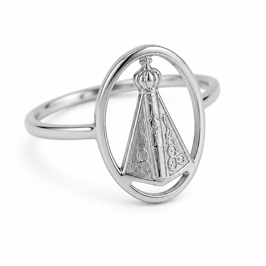 Anel Feminino Nossa Senhora Aparecida em Aço Inoxidável 316L