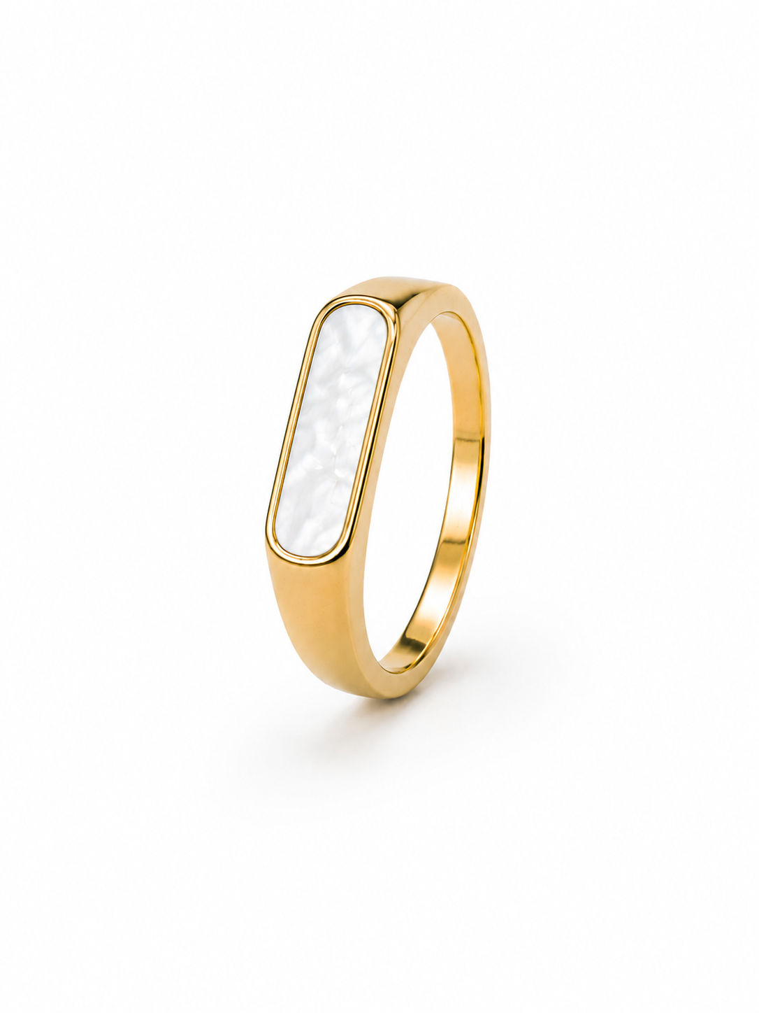 Eternos Acessórios - Anel Feminino Madrepérola Essência Dourado Aço Inoxidável 316L Anel Feminino Madrepérola Essência Dourado Aço Inoxidável 316L