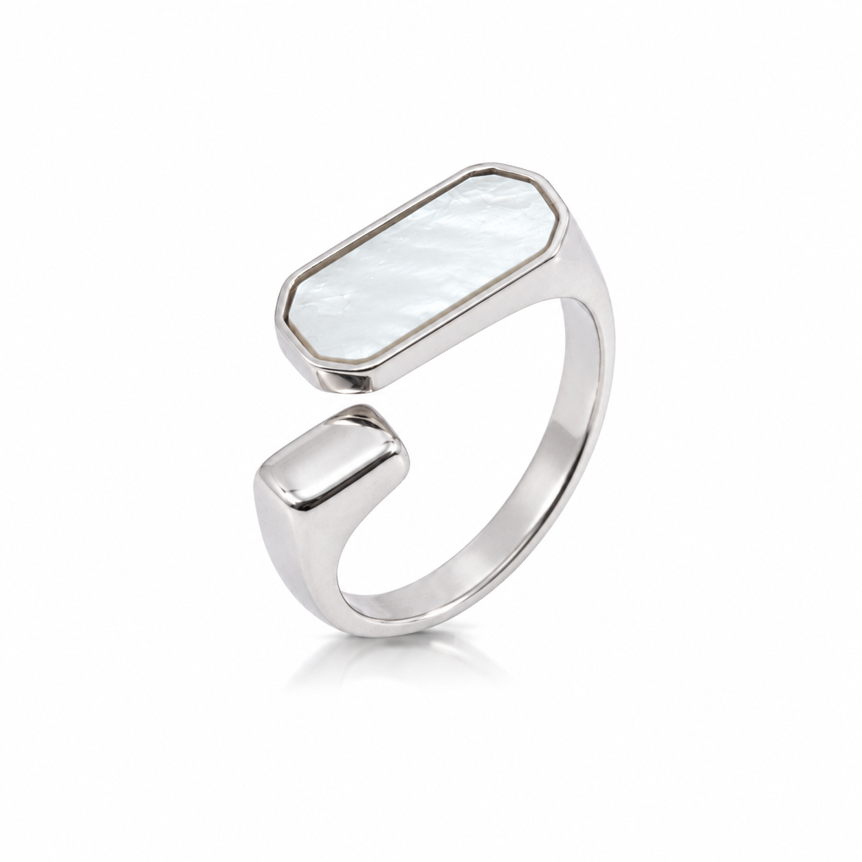 Eternos Acessórios - Anel Feminino Essência com Madrepérola em Aço Inoxidável 316L Anel Feminino Essência com Madrepérola em Aço Inoxidável 316L