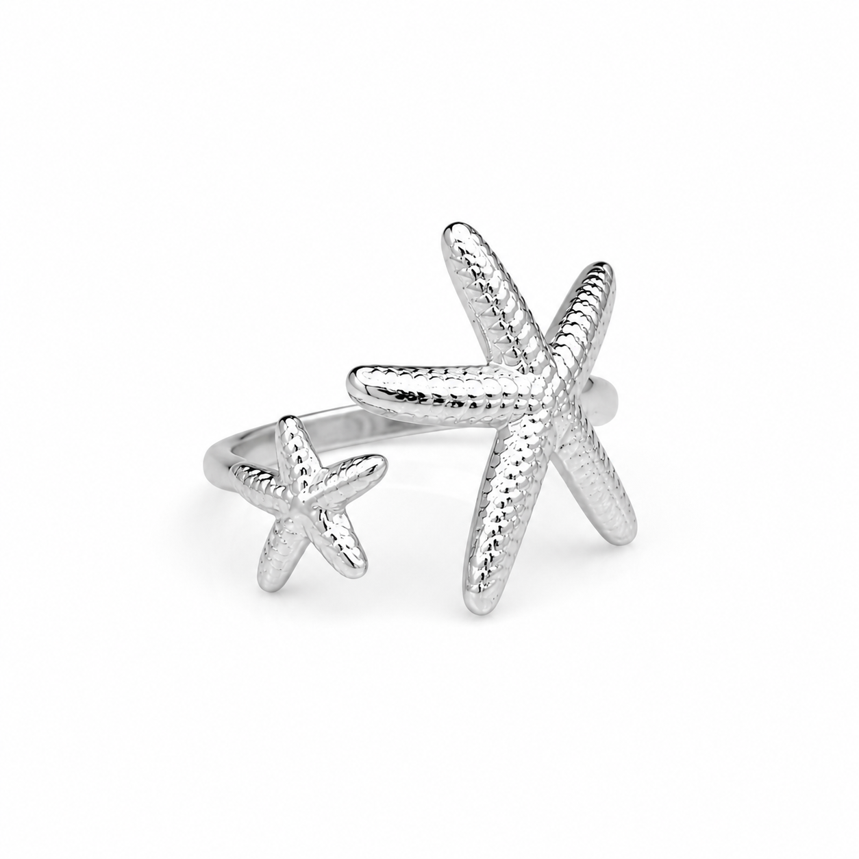 Eternos Acessórios - Anel Feminino Estrelas do Mar Regulável em Aço Inoxidável 316L Anel Feminino Estrelas do Mar Regulável em Aço Inoxidável 316L