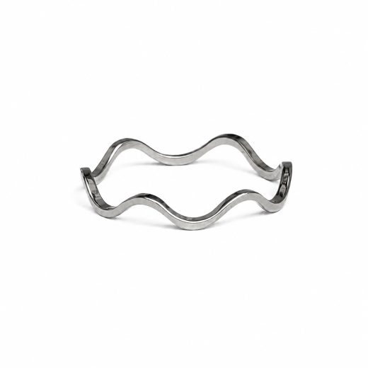 Anel Feminino Fininho Ondas em Aço Inoxidável 316L