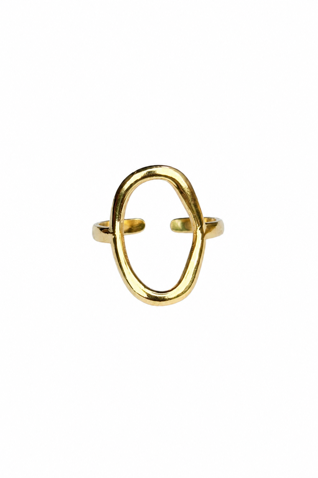 Eternos Acessórios - Anel Feminino Oval Vazado Dourado Regulável em Aço Inoxidável 316L Anel Feminino Oval Vazado Dourado Regulável em Aço Inoxidável 316L - Imagem 2