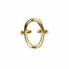 Eternos Acessórios - Anel Feminino Oval Vazado Dourado Regulável em Aço Inoxidável 316L