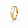 Eternos Acessórios - Anel Feminino Topo Quadrado com Madrepérola Dourado em Aço Inoxidável 316L