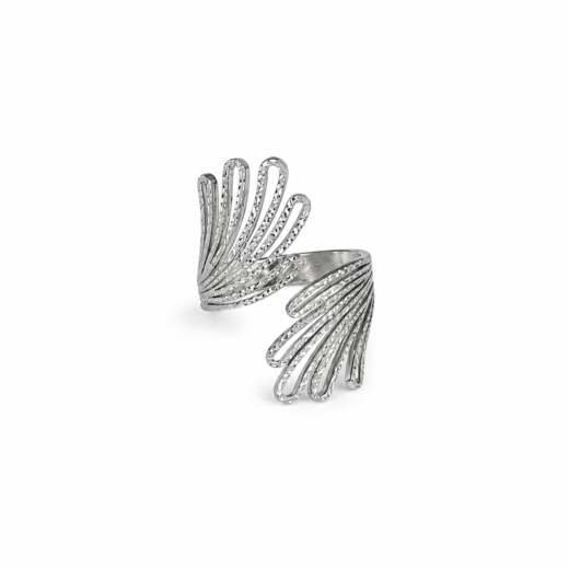 Anel Feminino Leque Diamantado Regulável em Aço Inox 316L