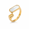 Eternos Acessórios - Anel Feminino Topo Duplo Quadrado Dourado em Aço Inox 316L Eternos Acessórios - Anel Feminino Topo Duplo Quadrado Dourado em Aço Inox 316L