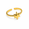 Eternos Acessórios - Anel Feminino Estrela Regulável Dourado em Aço Inox 316L