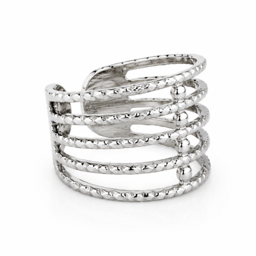 Anel Feminino Cinco Aros Regulável em Aço Inox 316L