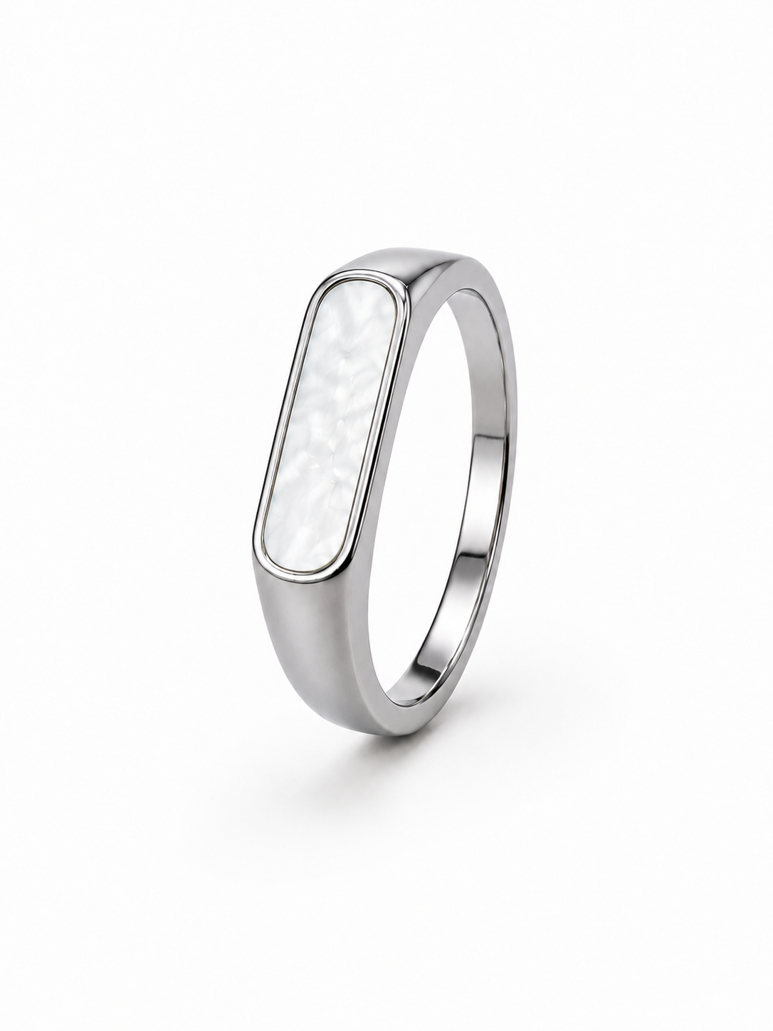 Eternos Acessórios - Anel Feminino Topo Arredondado Madrepérola em Aço Inox 316L Anel Feminino Topo Arredondado Madrepérola em Aço Inox 316L