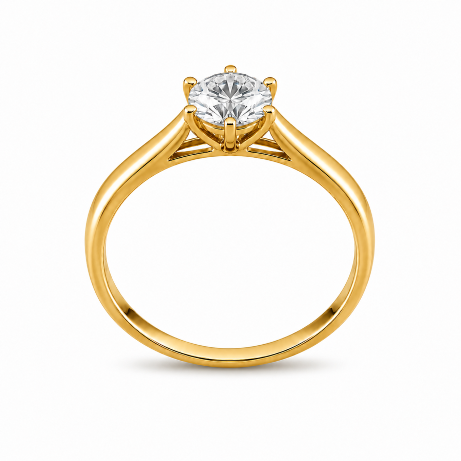 Eternos Acessórios - Anel Feminino Solitário Pé de Cabra Dourado em Aço Inox 316L Eternos Acessórios - Anel Feminino Solitário Pé de Cabra Dourado em Aço Inox 316L