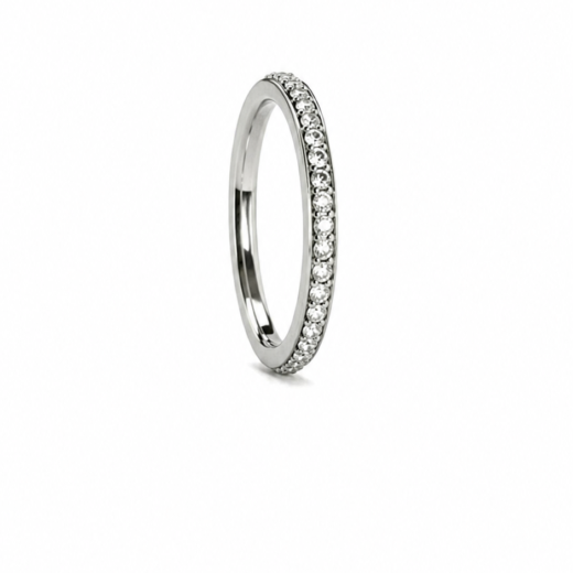 Anel Feminino Aparador Cravejado Fino em Aço Inox 316L