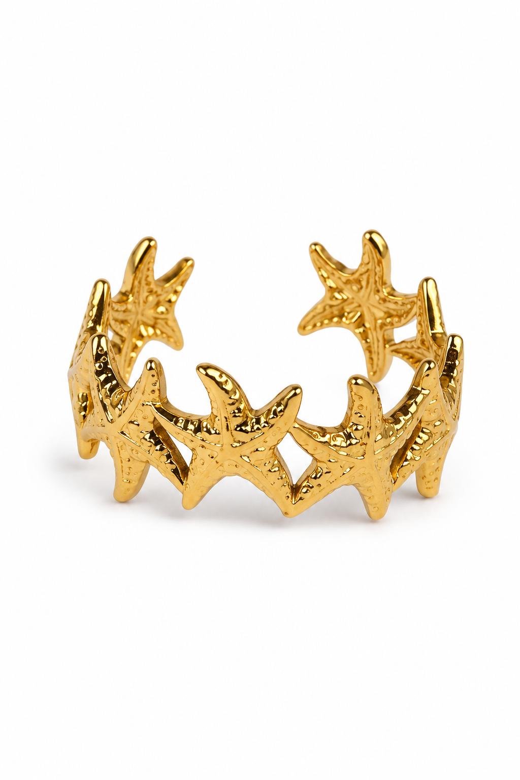 Eternos Acessórios - Anel Feminino Estrelinhas do Mar Regulável Dourado em Aço Inox 316L