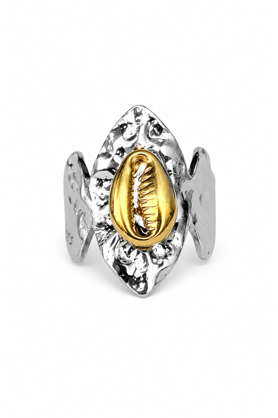 Eternos Acessórios - Anel Feminino Búzios Dourado em Aço Inox 316L