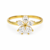 Eternos Acessórios - Anel Feminino Flor Cravejada Fina Dourado Regulável em Aço Inox 316L