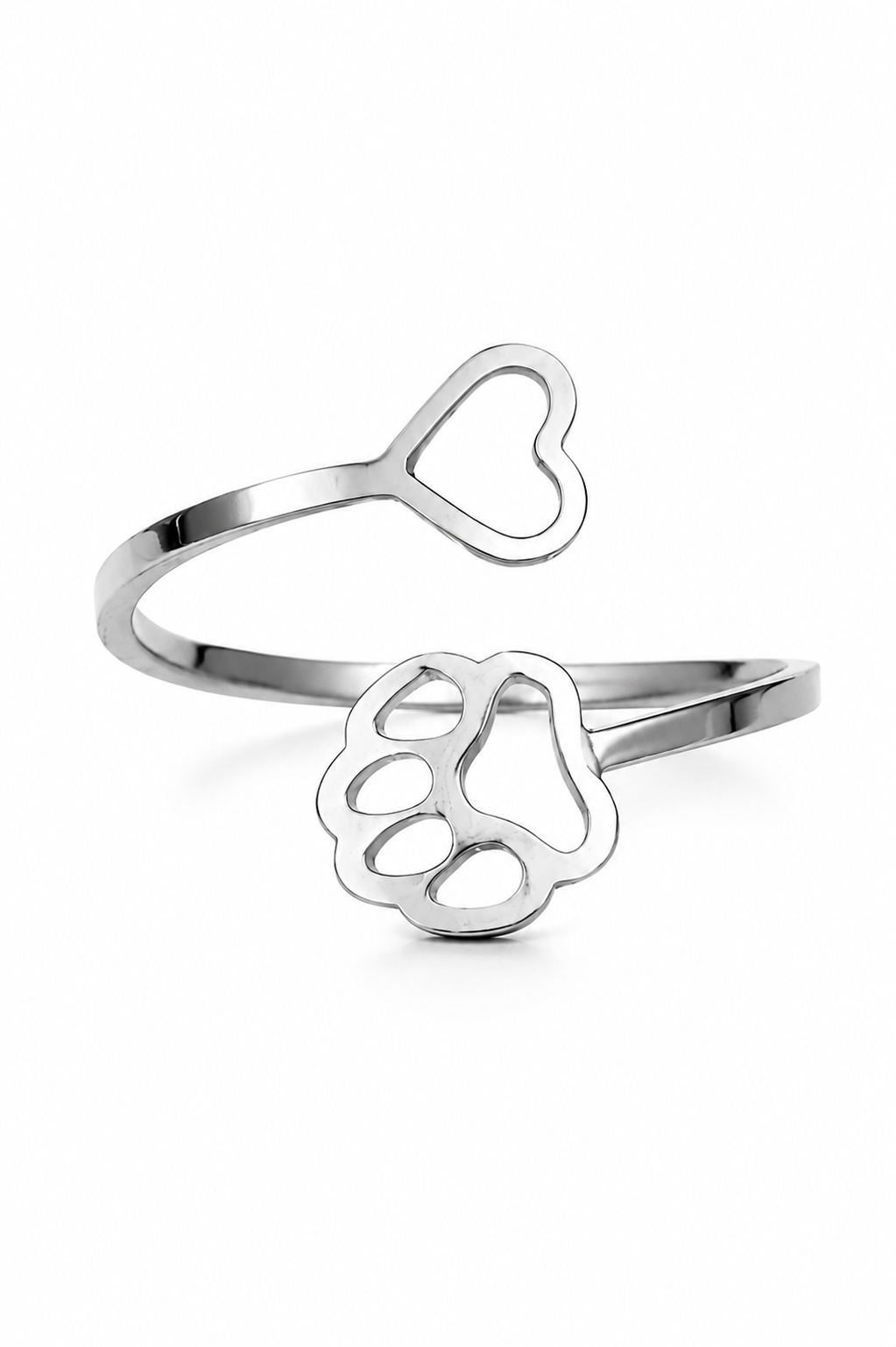 Eternos Acessórios - Anel Feminino Patinha e Coração Regulável em Aço Inox 316L Anel Feminino Patinha e Coração Regulável em Aço Inox 316L