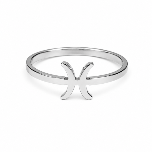 Anel Feminino Signo Peixes em Aço Inox 316L