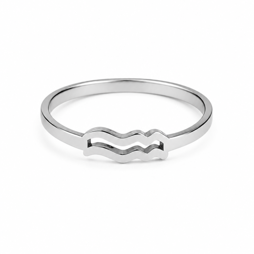 Anel Feminino Signo Aquário em Aço Inox 316L