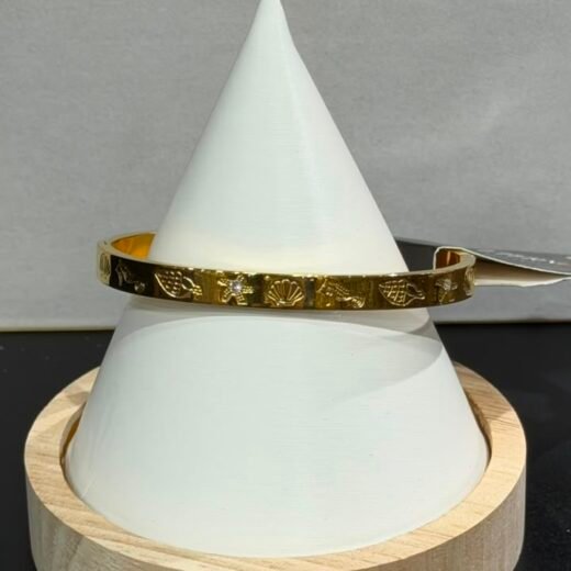Bracelete Feminino Liso Fino Mix do Mar Dourado em Aço Inox 316L