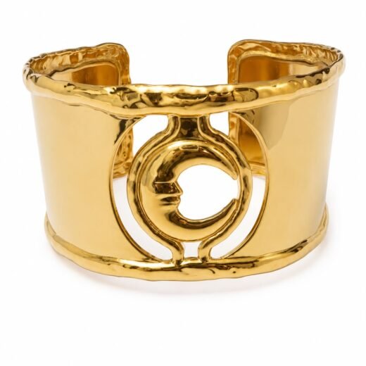 Bracelete Feminino Aço Inox 316L Dourado Lua Luxo 33 mm