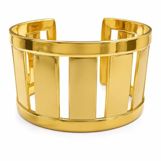 Bracelete Feminino Aço Inox 316L Dourado Grade 37 mm