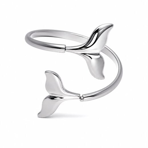 Anel Feminino Aço Inox 316L Regulável Duas Caudas de Sereia