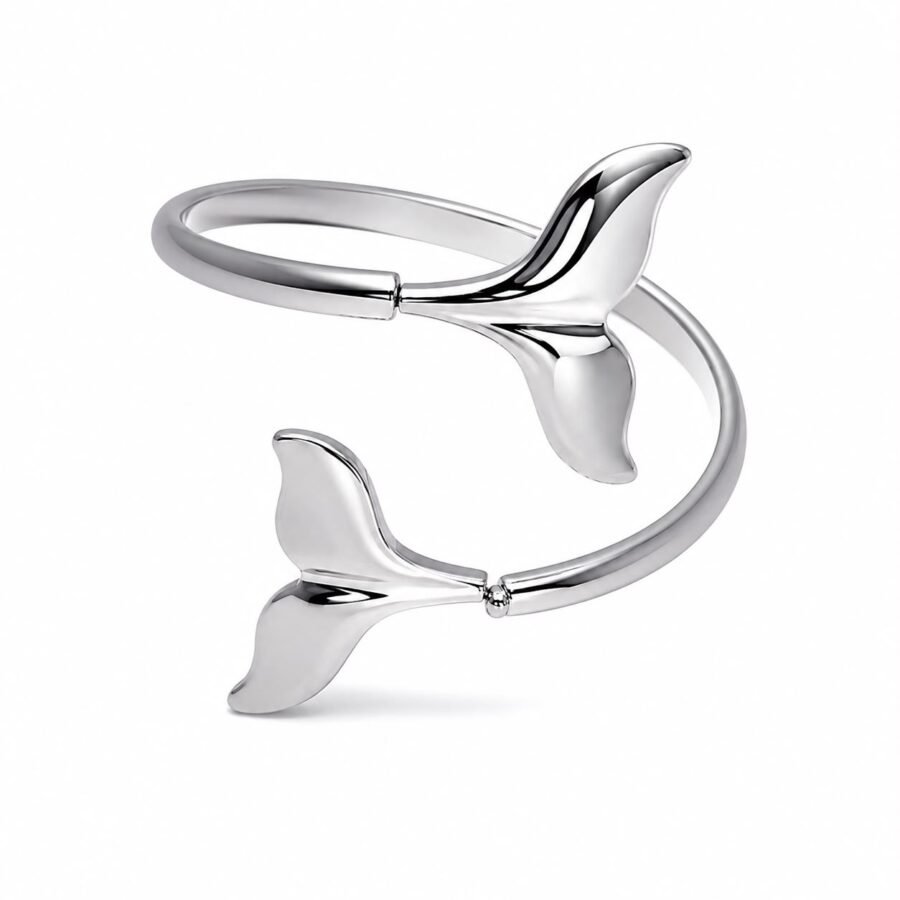 Eternos Acessórios - Anel Feminino Aço Inox 316L Regulável Duas Caudas de Sereia