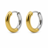 Eternos Acessórios - Brinco Feminino Argola Grande Bicolor Prata e Dourado em Aço Inoxidável 316L