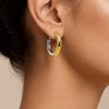 Eternos Acessórios - Brinco Feminino Argola Grande Bicolor Prata e Dourado em Aço Inoxidável 316L