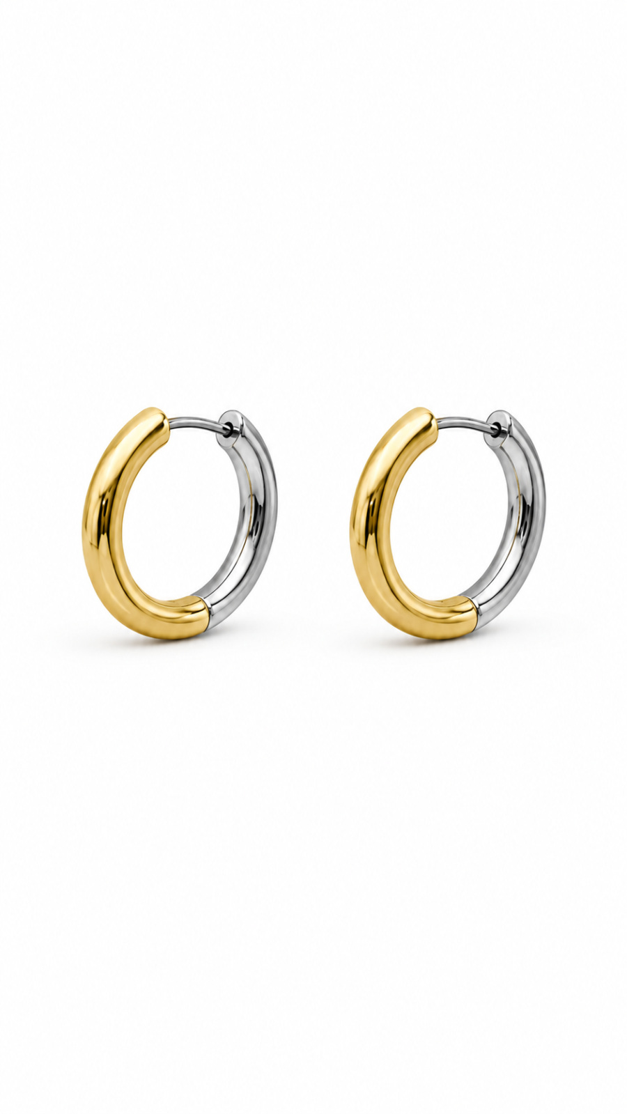 Eternos Acessórios - Brinco Feminíno Meio Prata Meio Dourado GG