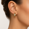 Eternos Acessórios - Brinco Feminino Argola Dupla Fusion com Cristal Dourado em Aço Inoxidável 316L
