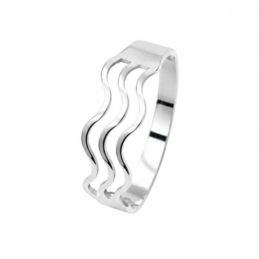 Anel Feminino Ondas Triplas em Aço Inoxidável 316L