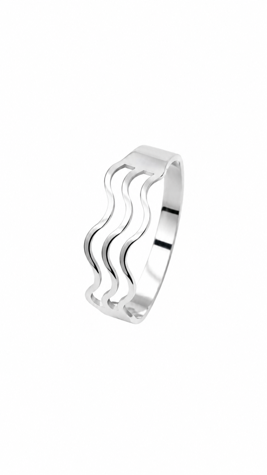 Eternos Acessórios - Anel Feminino Ondas Triplas em Aço Inoxidável 316L