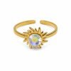 Eternos Acessórios - Anel Feminino Aço Inox 316L Dourado Regulável Sol Boreal