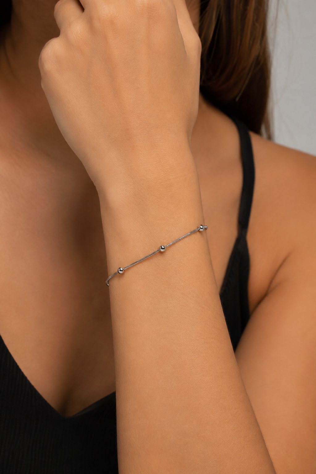Eternos Acessórios - Pulseira Feminina Bolinhas Rabo de Rato em Aço Inoxidável 316L Pulseira Feminina Bolinhas Rabo de Rato em Aço Inoxidável 316L