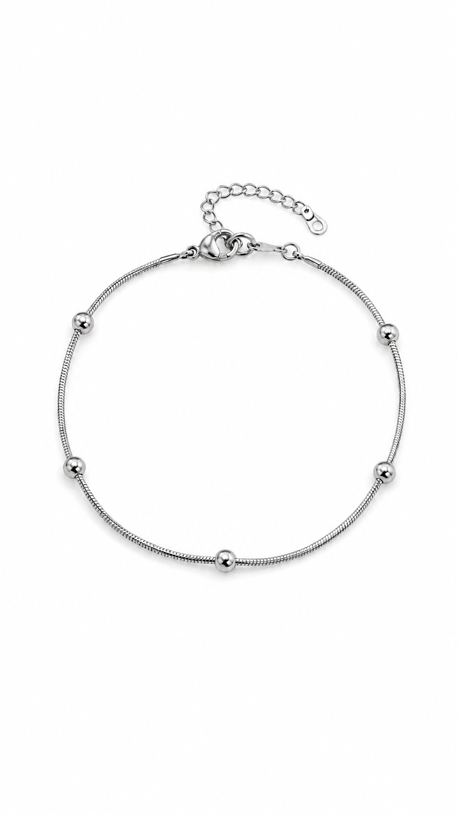 Eternos Acessórios - Pulseira Feminina Bolinhas Rabo de Rato em Aço Inoxidável 316L Pulseira Feminina Bolinhas Rabo de Rato em Aço Inoxidável 316L - Imagem 2