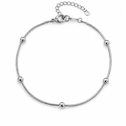 Pulseira Feminina Bolinhas Rabo de Rato em Aço Inoxidável 316L