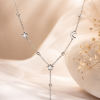 Eternos Acessórios - Colar Feminino Aço Inox 316L Gravatinha Lua e Estrela Madri com Pérola e Cristal