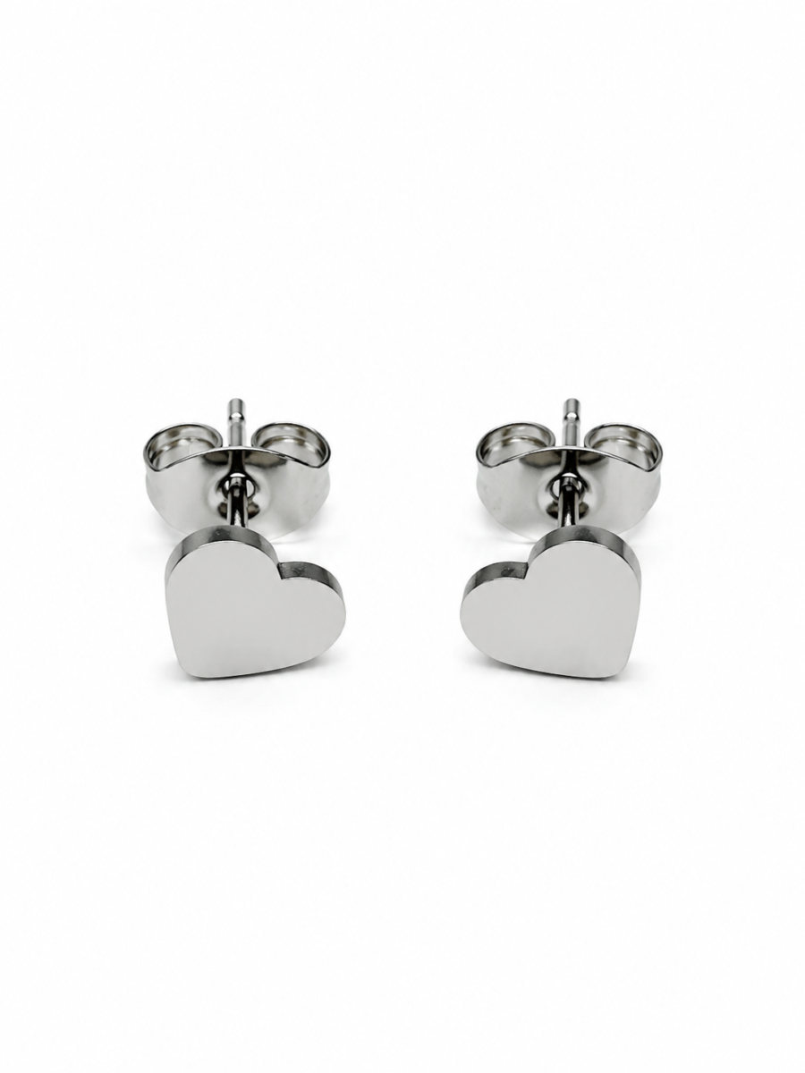 Eternos Acessórios - Brinco Feminino Coração 6 mm Segundo Furo em Aço Inox 316L