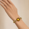 Eternos Acessórios - Pulseira Feminina Aço Inox 316L Dourada Citrino Regulável Eternos Acessórios - Pulseira Feminina Aço Inox 316L Dourada Citrino Regulável