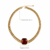 Eternos Acessórios - Colar Gargantilha Feminino Dourado Aço Inox 316L Pedra Vermelho Rubi Regulável