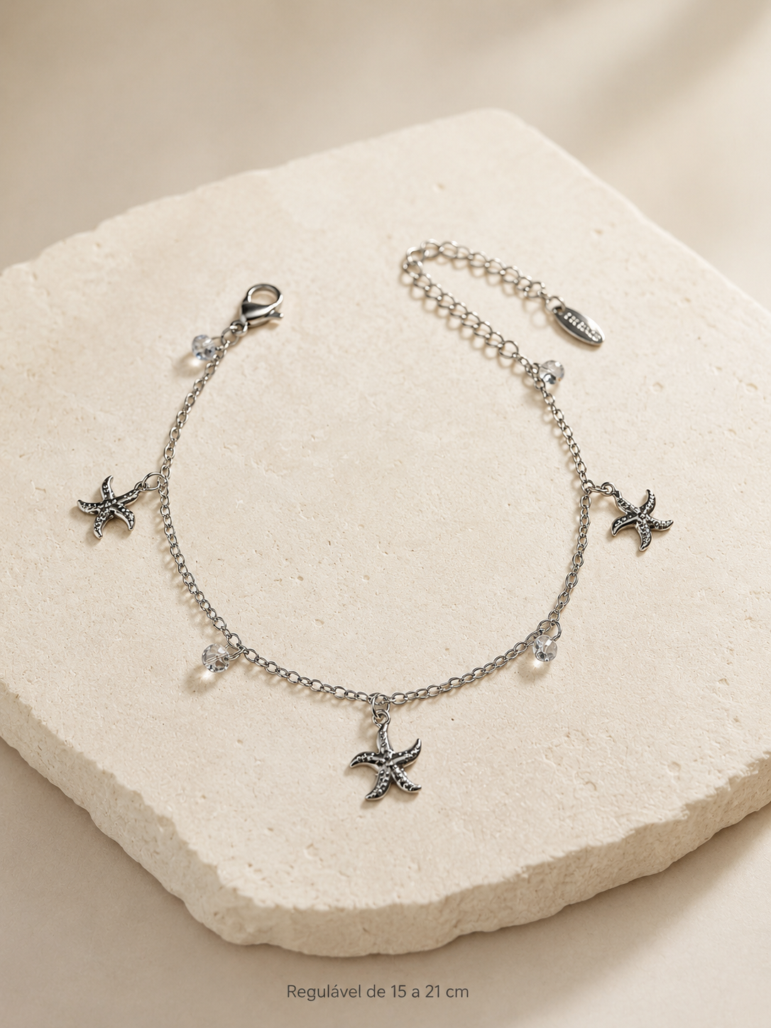 Eternos Acessórios - Pulseira Feminina Aço Inox 316L Estrela Marinha e Zircônea Pulseira Feminina Aço Inox 316L Estrela Marinha e Zircônea - Imagem 2