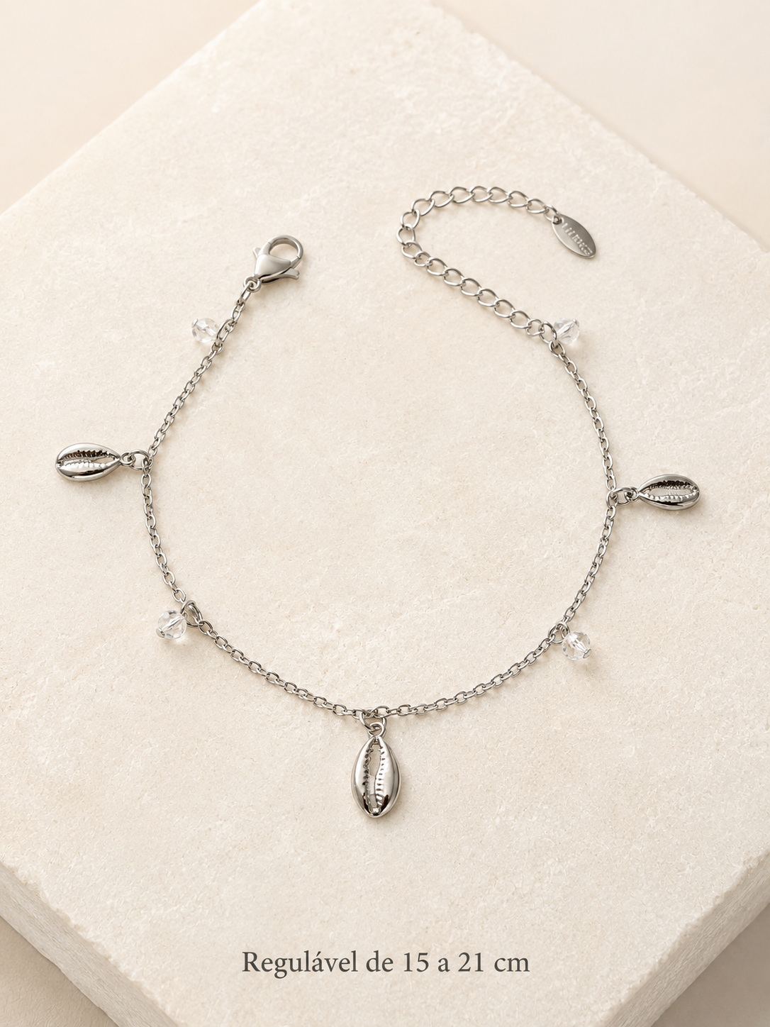 Eternos Acessórios - Pulseira Feminina Aço Inox 316L Búzios e Zircônia Pulseira Feminina Aço Inox 316L Búzios e Zircônia - Imagem 2