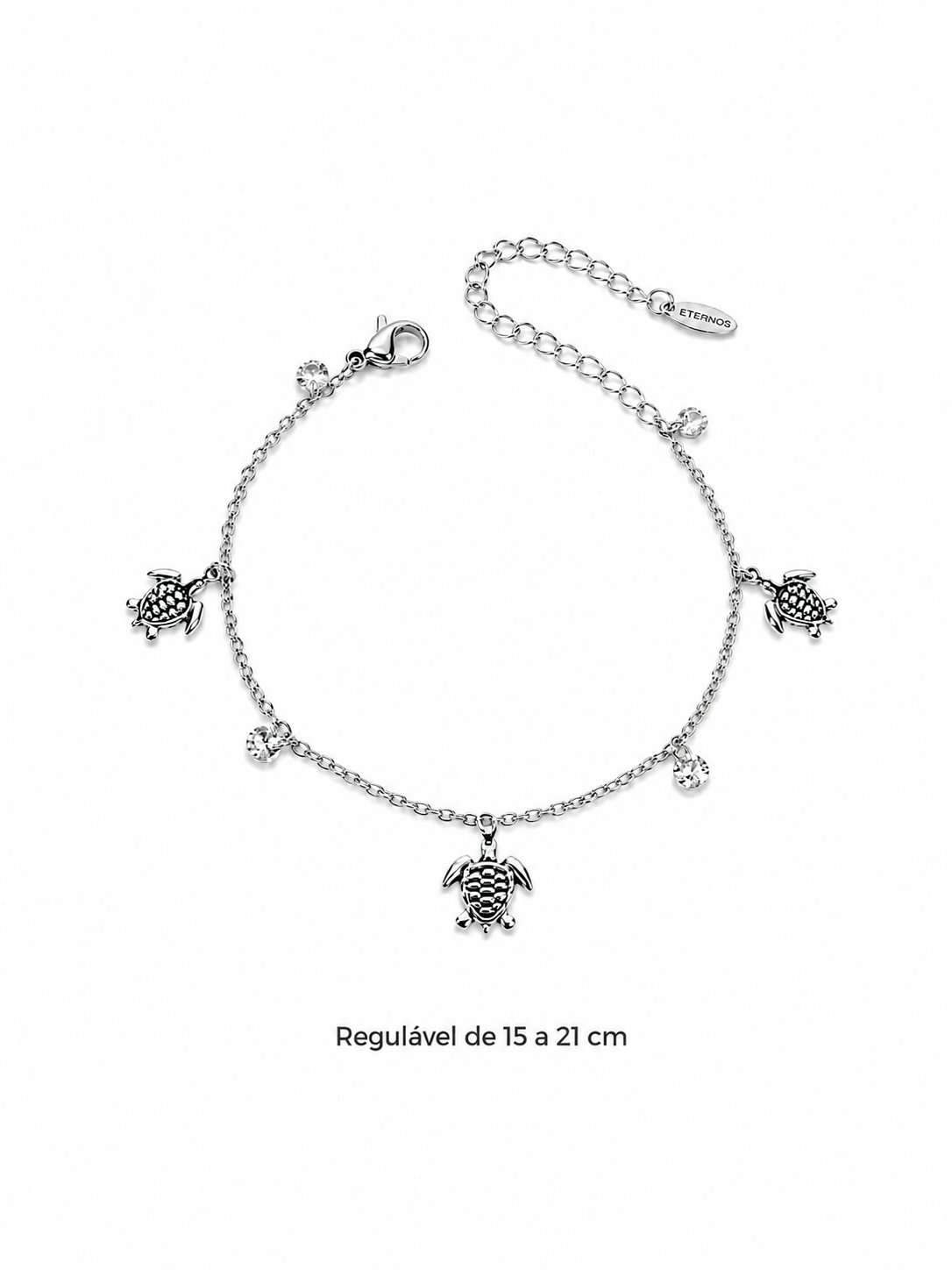 Eternos Acessórios - Pulseira Feminina Aço Inox 316L Tartaruga Marinha e Zircônea Pulseira Feminina Aço Inox 316L Tartaruga Marinha e Zircônea - Imagem 3