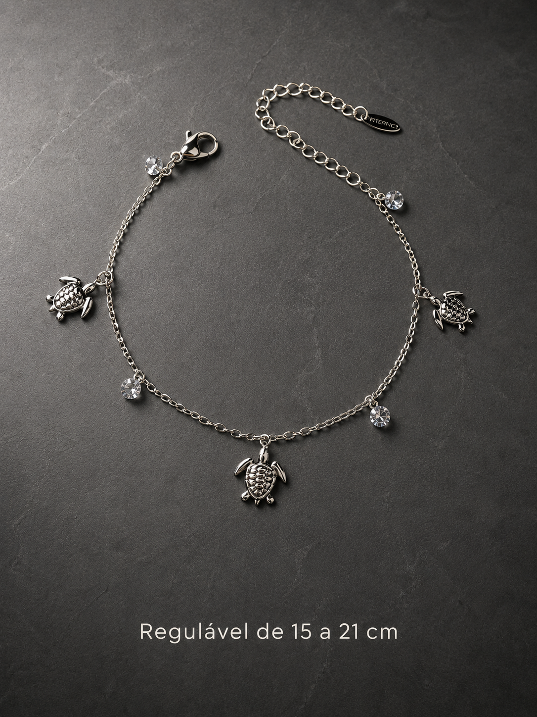 Eternos Acessórios - Pulseira Feminina Aço Inox 316L Tartaruga Marinha e Zircônea Pulseira Feminina Aço Inox 316L Tartaruga Marinha e Zircônea - Imagem 2